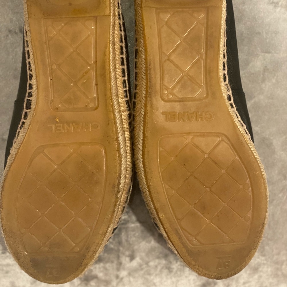 Chanel CC Lambskin Black Espadrille Shoes-Size 37 - Picture 4 of 4